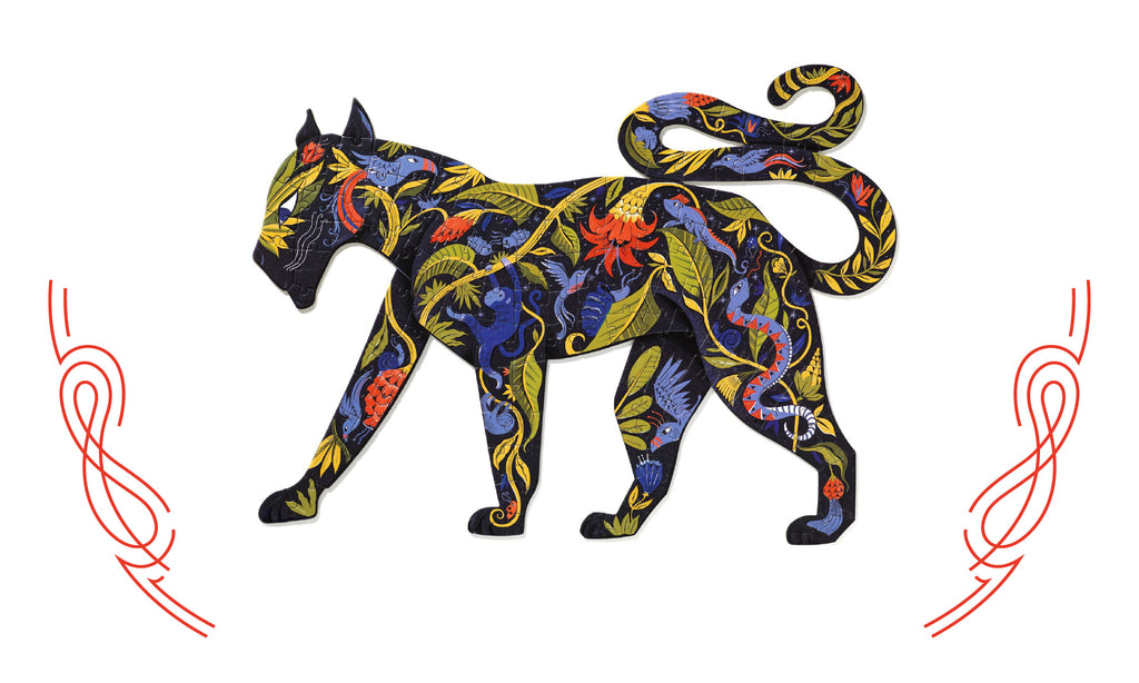 黒ヒョウの形をしたジグソーパズル