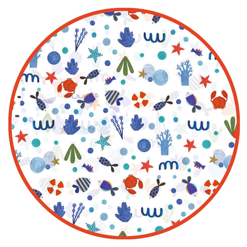 絵柄の拡大図です。青と赤のコントラストがおしゃれです。