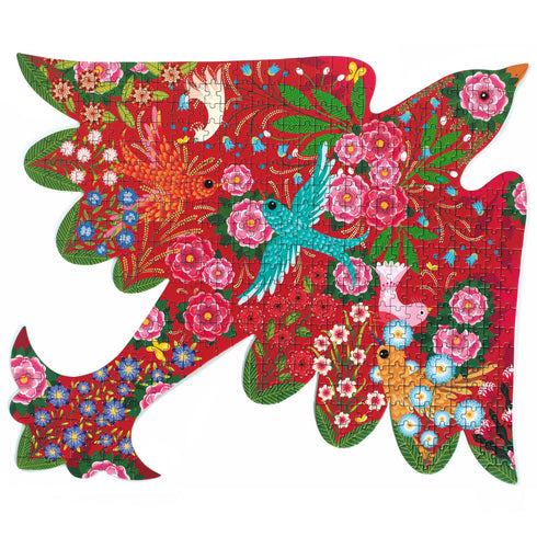 「バード」というパズル。赤く美しい鳥の形が出来上がります。