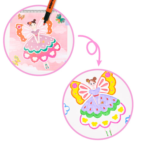 「ステンシル フェアリーズ」を縁をなぞり、色を付けたもの