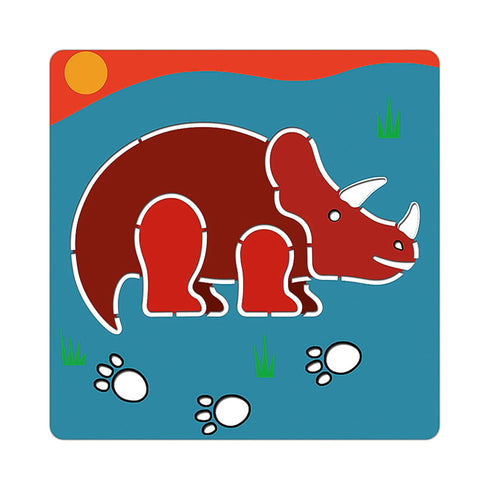 「ステンシル ダイナソー」のトリケラトプスのステンシルです。