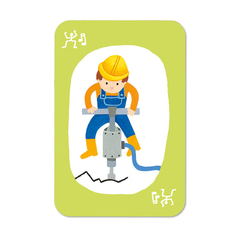 「プエット! プエット!」の緑のカードの中の1枚。工事をしている人が描かれています。