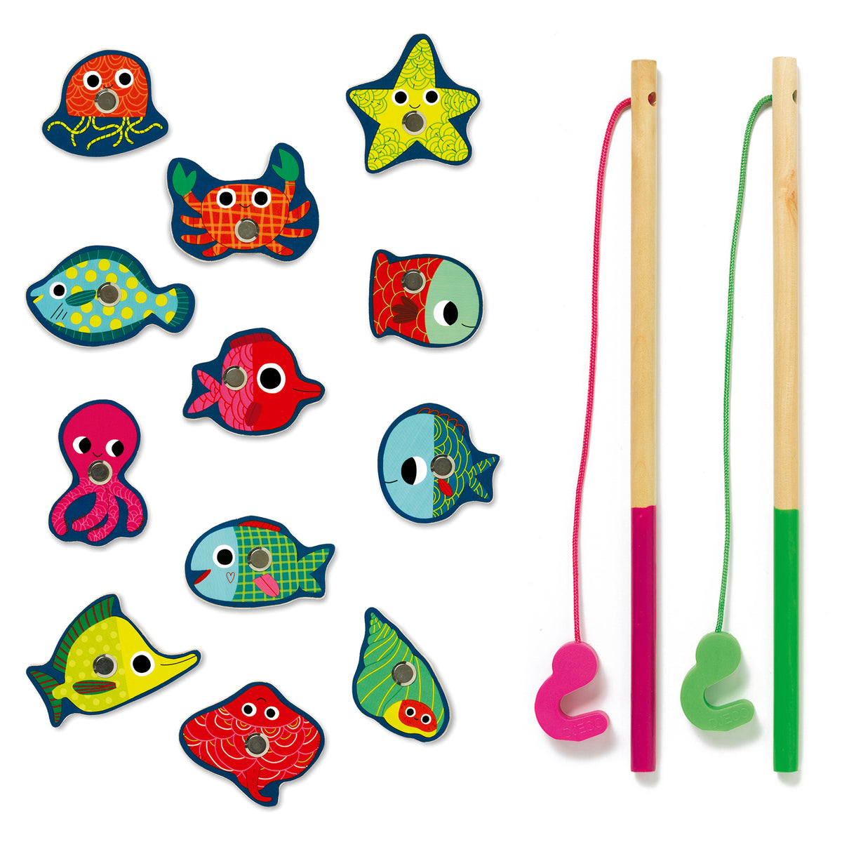 2歳からのマグネットつき魚釣りゲーム カラーフィッシングゲーム
