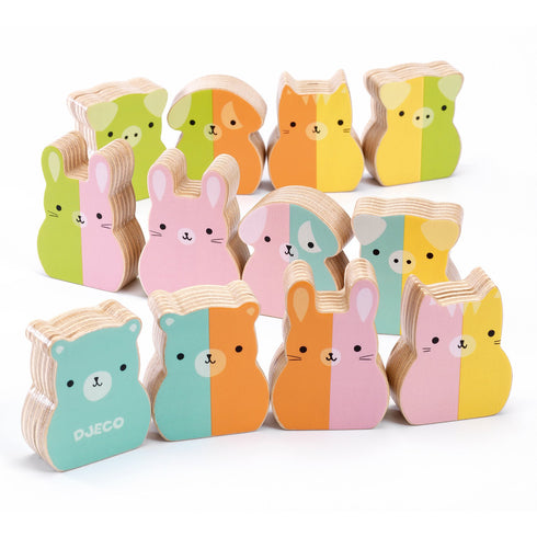 「タイニーアップ ドミノ」という商品です。つなげて遊ぶ木製ドミノ。色や形を感覚で学ぶ木のおもちゃ。ピースが厚く積み木にもなります。