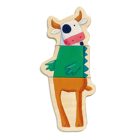 頭がウシ、胴体がワニ、足がヤギのピースを組み合わせたものです。