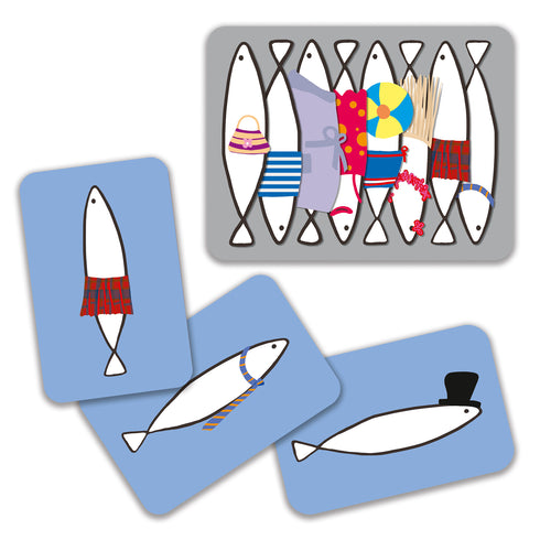 各ラウンドの最初に数秒間、缶の中のイワシを見て記憶します。その後、手札の中からイワシを探します。すべてのカードが出された後、最も多くのイワシを捕らえたプレイヤーの勝ちです。