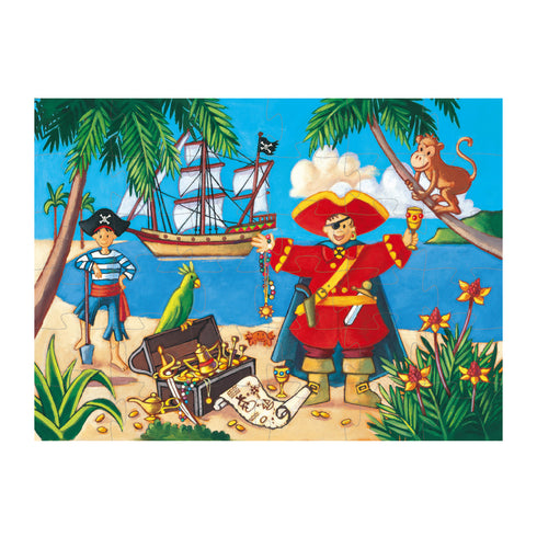 パズルを完成させると海賊、船、お宝のイラストが描かれています。