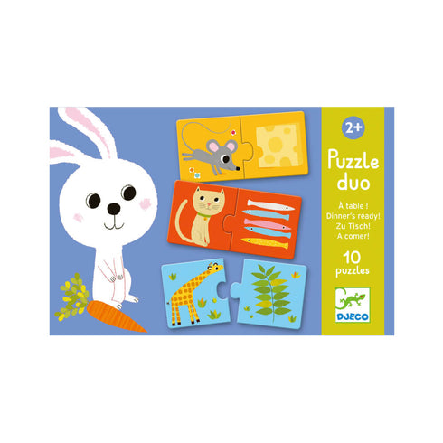 動物と食べものの簡単なパズル。10種類の動物たちとその動物たちの食べるものを当てます。正しい食べ物を組み合わせていきましょう