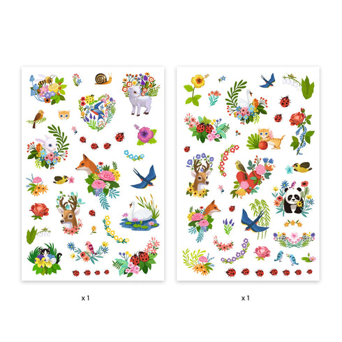 自然と動物をテーマにしたタトゥー2枚セットです。