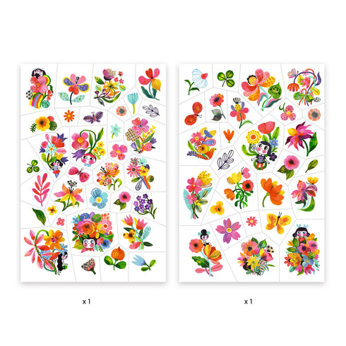 カラフルな花が描かれたタトゥー2枚セットです。