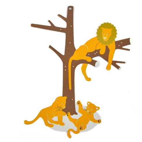 ライオンの子どもとその子を見守る父親ライオンのモチーフです。