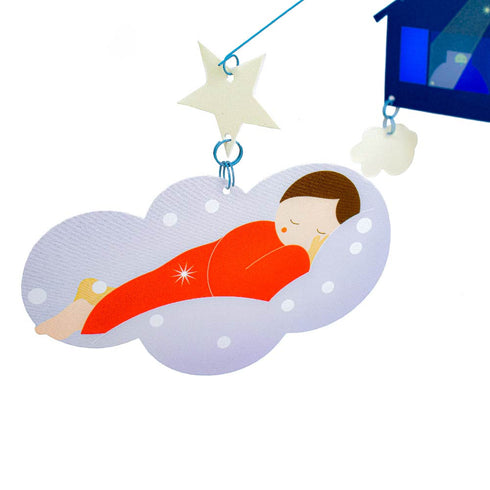 赤ちゃんが雲の上でスヤスヤと寝ているモチーフです。