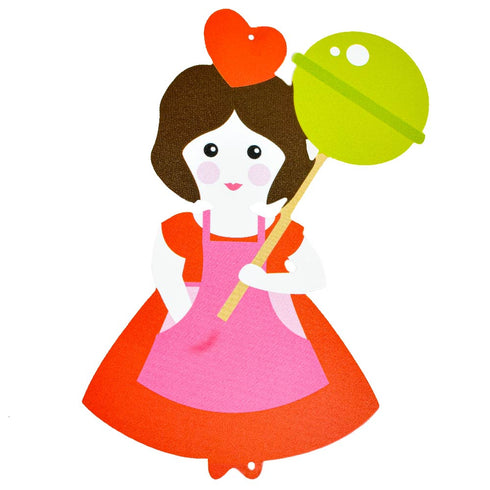 棒付きキャンディをもったかわいい女の子のモチーフです。