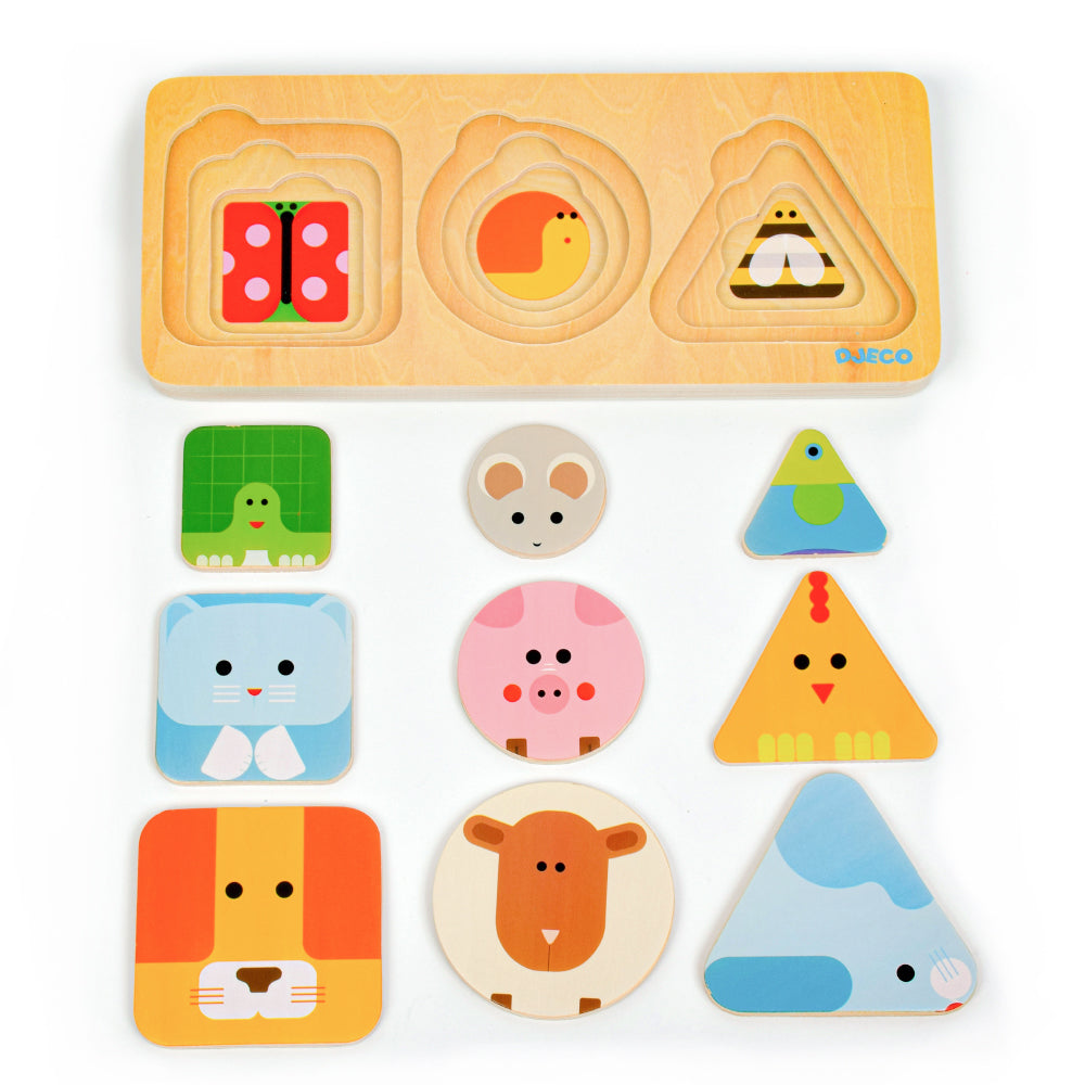 1歳から遊べる木製の図形パズル アニマ ベーシック | フランスの