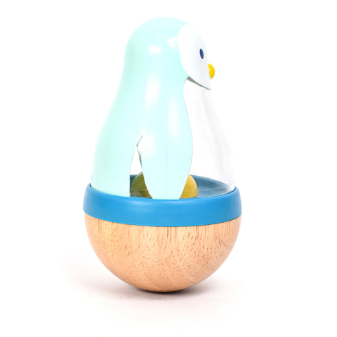 ペンギンの起き上がりこぼし 「ローリーピンギー」の側面です。