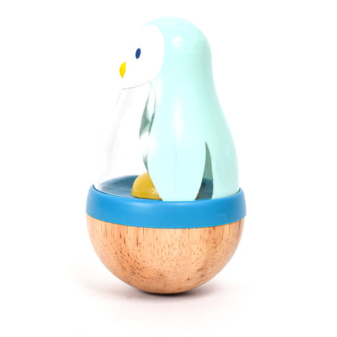 ペンギンの起き上がりこぼし 「ローリーピンギー」の側面です。