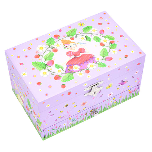 閉じた状態のジュエリーボックスです。ゼンマイを巻くと開けた時にオルゴールが鳴り始めます。