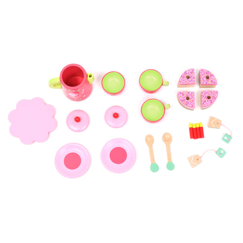 ケーキやカップなどティーパーティーをするための道具が揃っています。