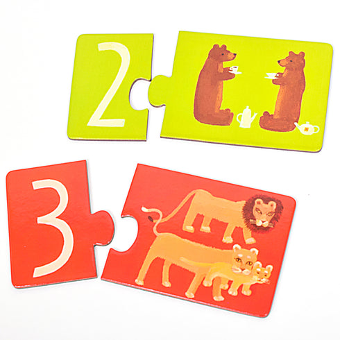 クマが2匹いるので2のピースと、ライオンが3匹いるので3のピースと合わさります。