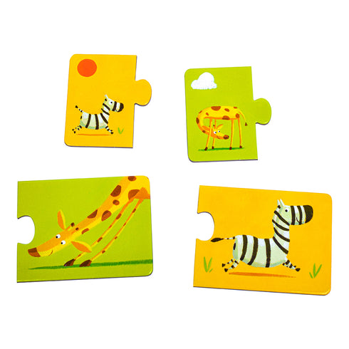 2歳の楽しい簡単知育パズル マムアンドベビー|フランス玩具ジェコ2歳の楽しい2ピースを組み合わせる簡単知育パズル 動物の親子が対になっているパズル。フランス老舗玩具ブランドDJECOジェコの初めてのパズルにおすすめなアイテム