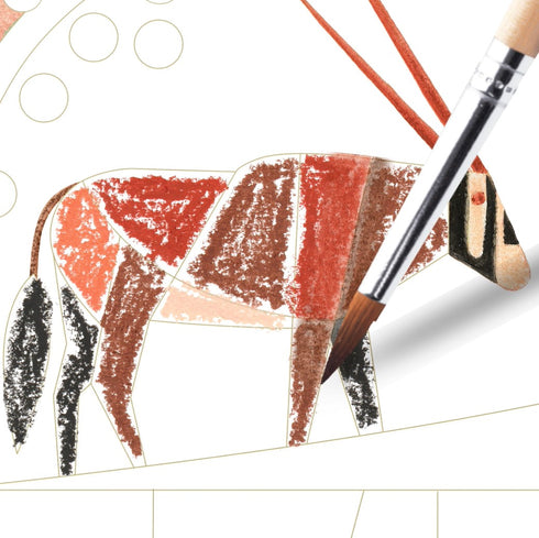 パステルで塗った部分を筆でのばしています。